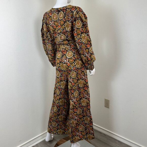 Mille Women Size M Eva Sunset Floral Puff Sleeve Wide Leg Cotton NEW Jumpsuit - Picture 7 of 15